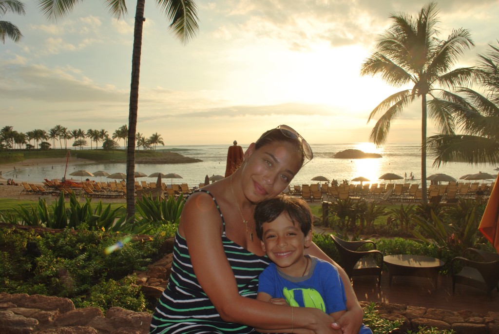 Aulani sunset in Hawaii with kids