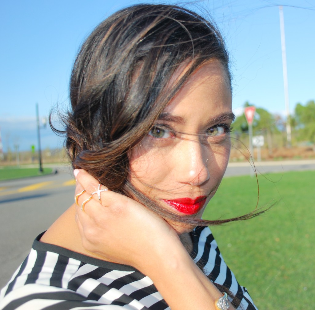 Stripes and red lips