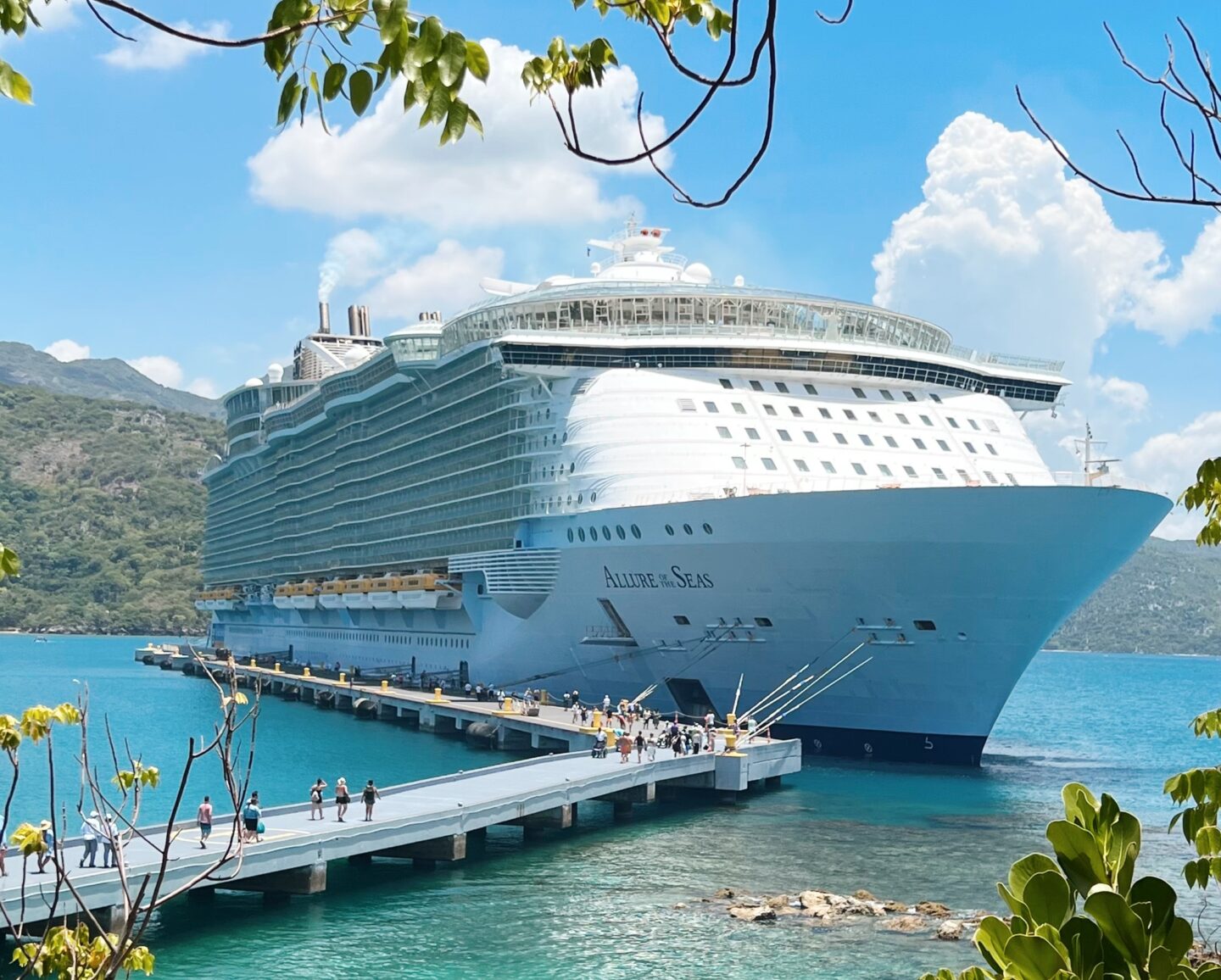 Allure of the Seas cruise ship and port walkway