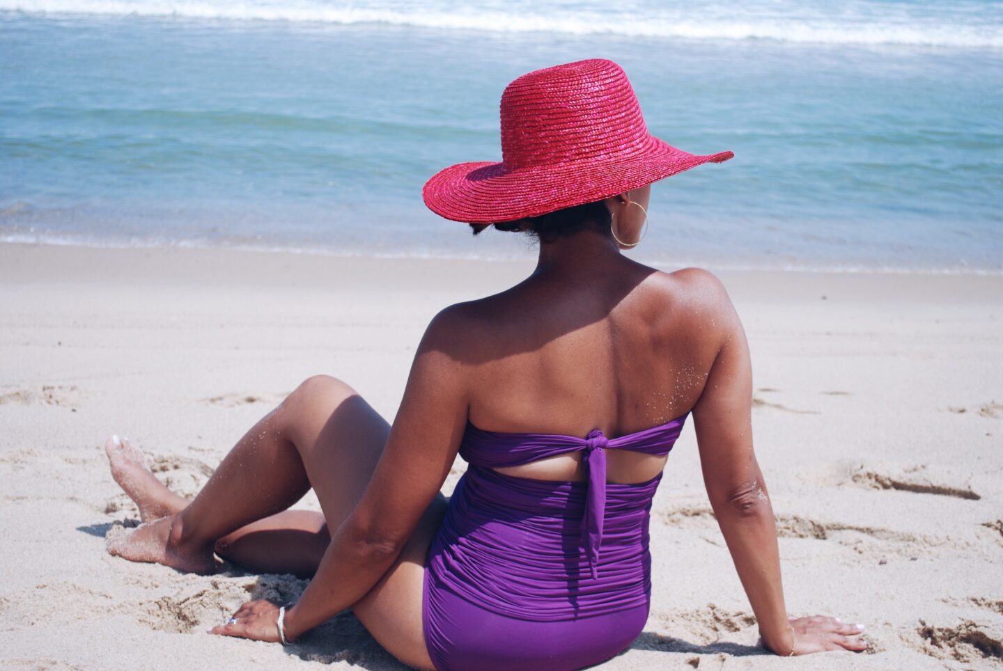 strapless one-piece swimsuit for moms