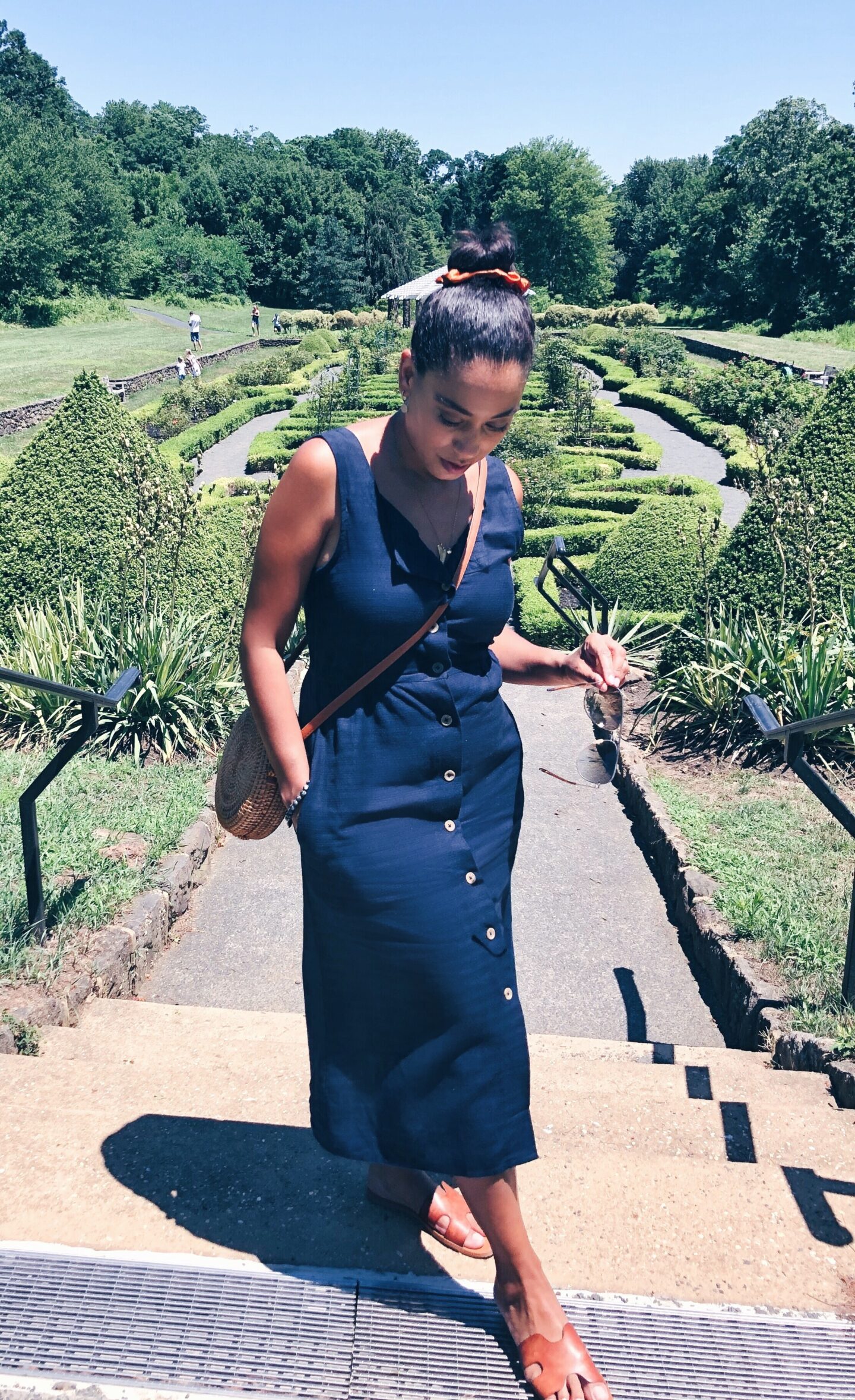 blue dress in garden 1