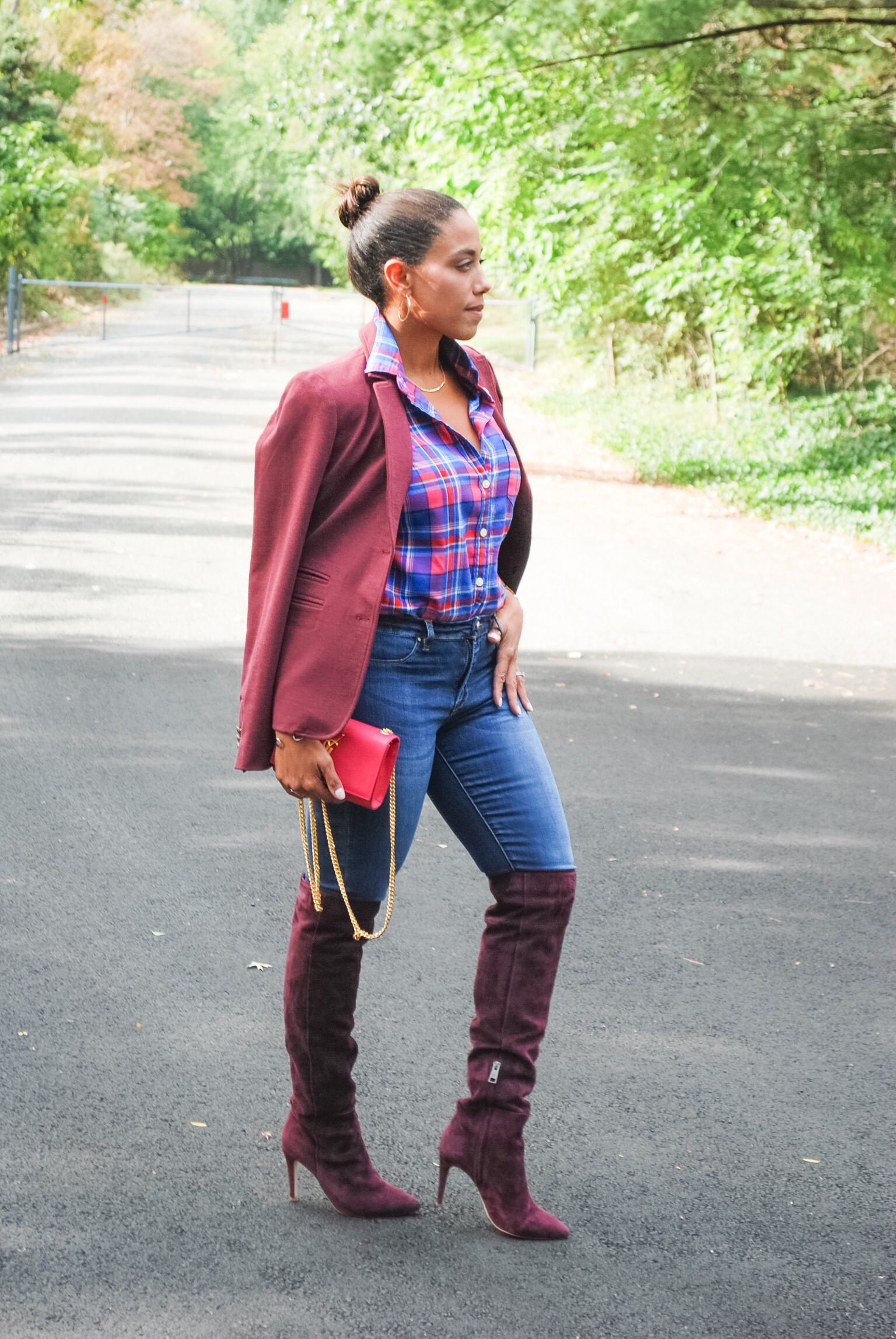 Burgundy Over the Knee Boots for Petite