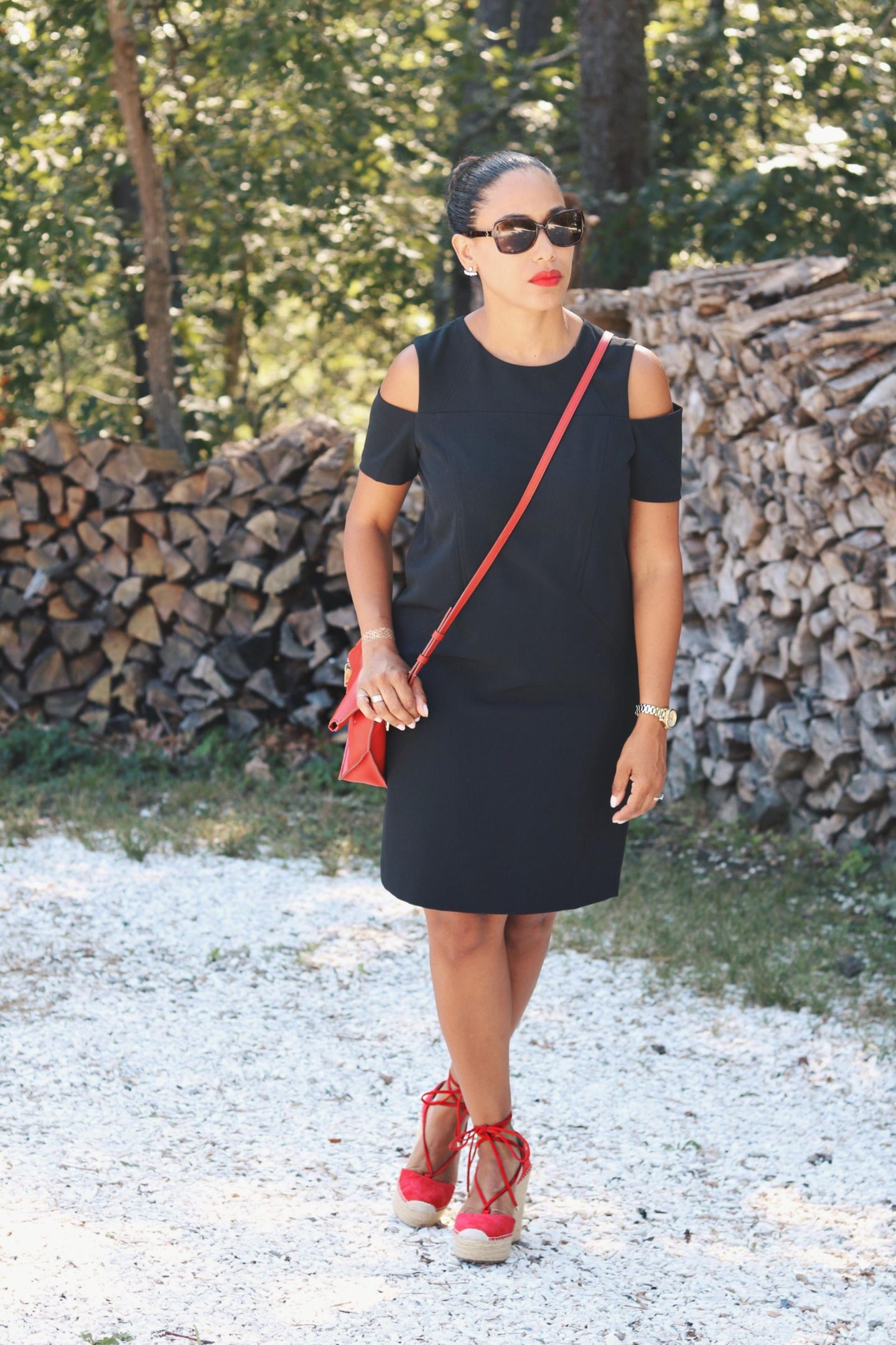 This Season's Gold // LBD with a Pop of Red