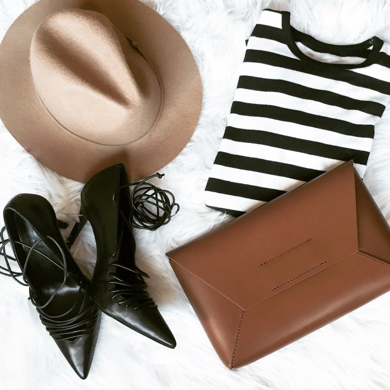 This Season's Gold // Brown and Stripes Flatlay