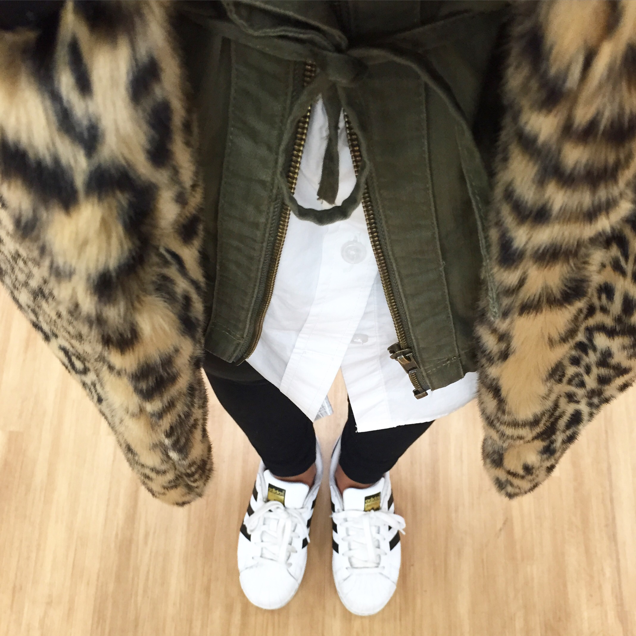 This Season's Gold // Leopard Print coat and Sneakers