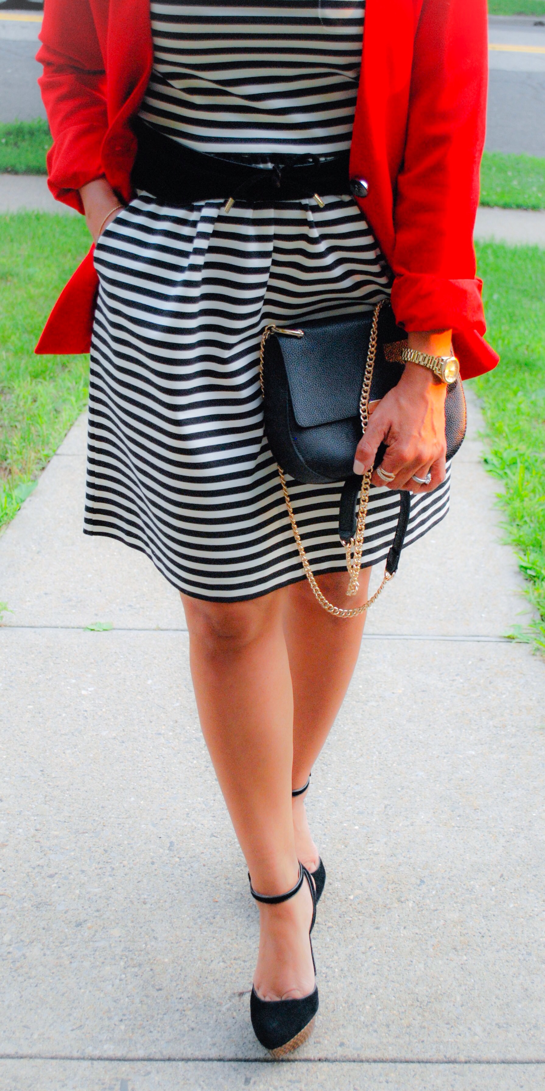 black and white stripe dress