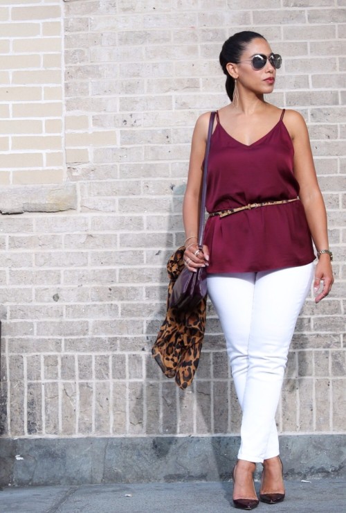 leopard and white jeans