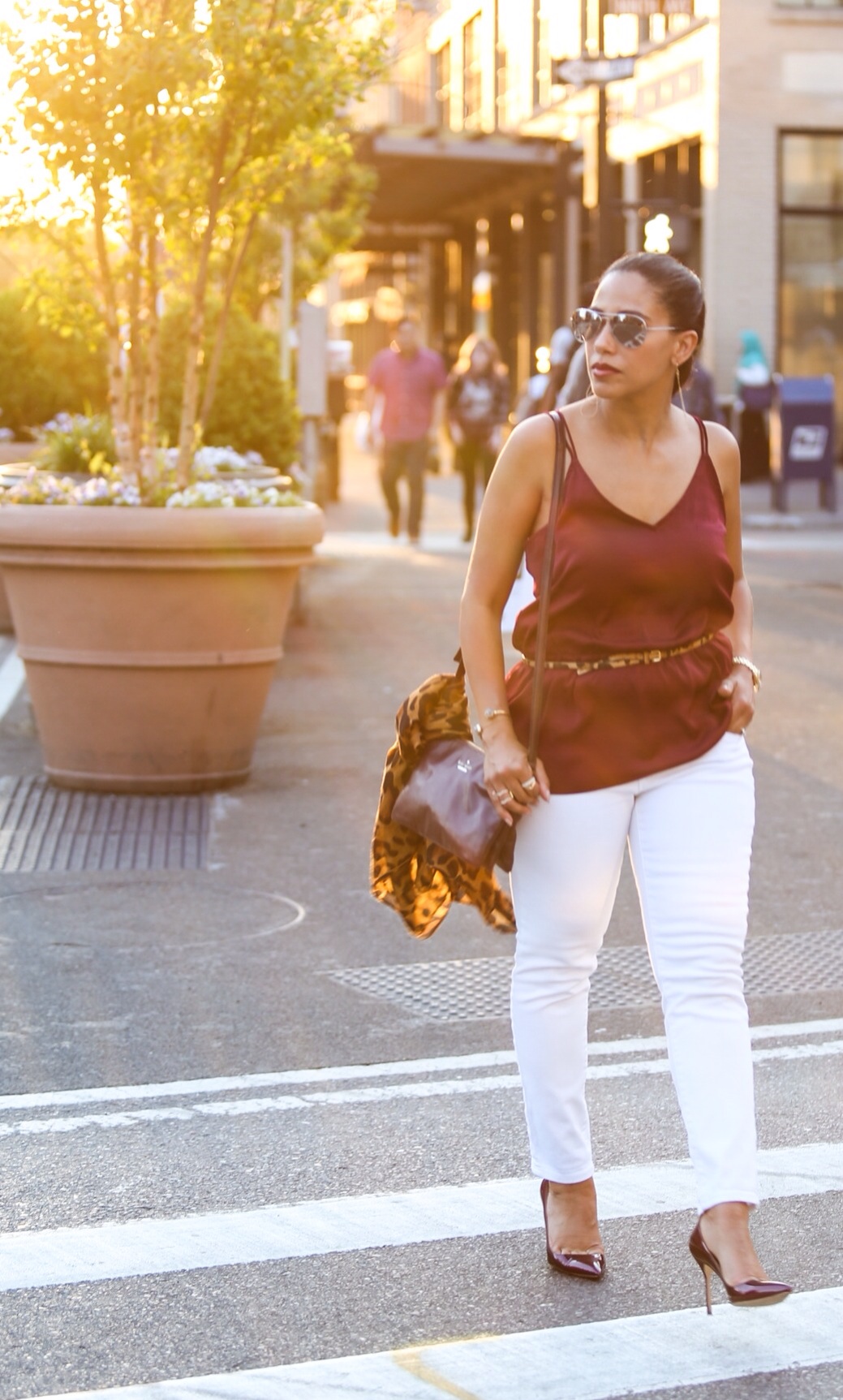 burgundy silk tank