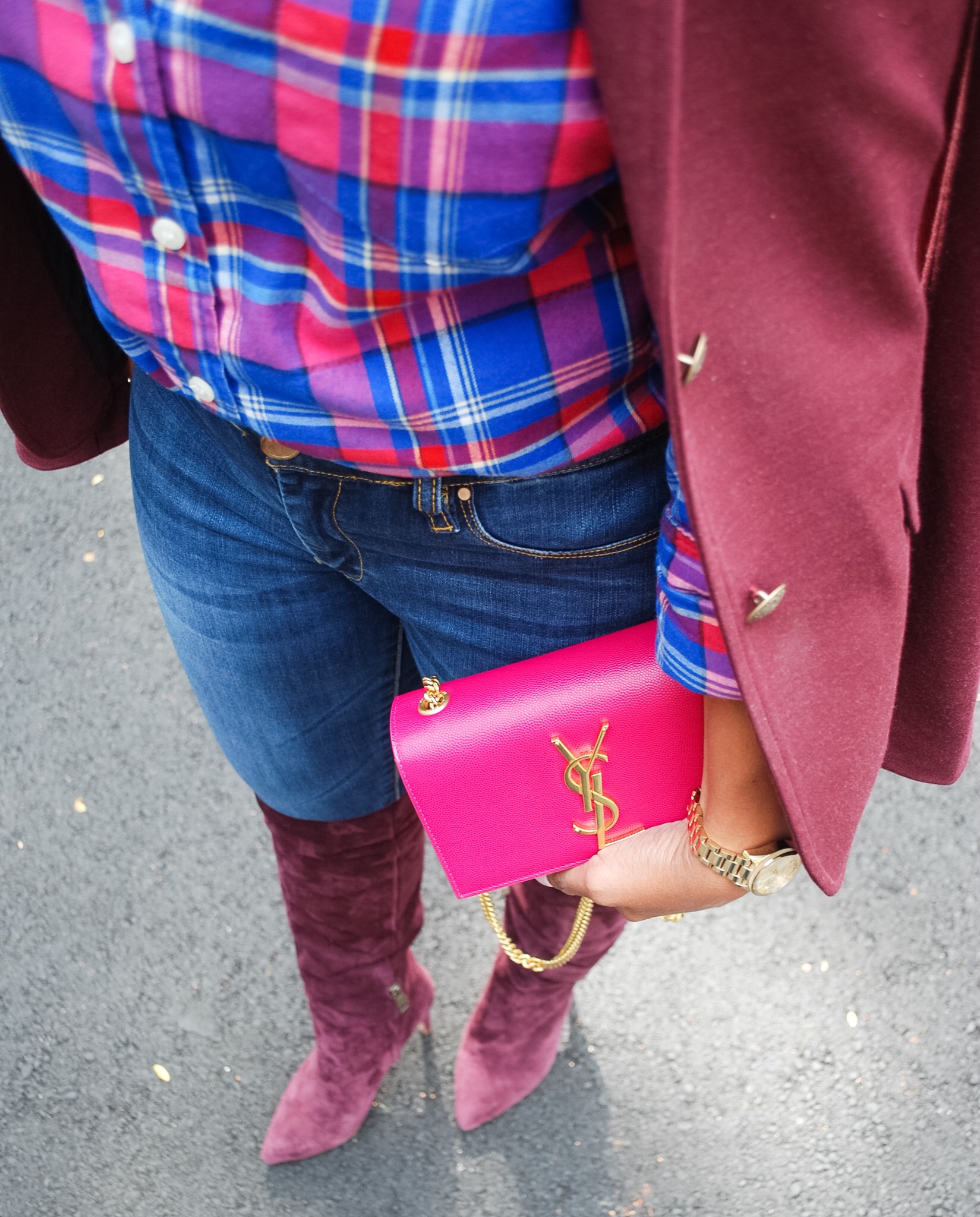 Burgundy Over the Knee Boots
