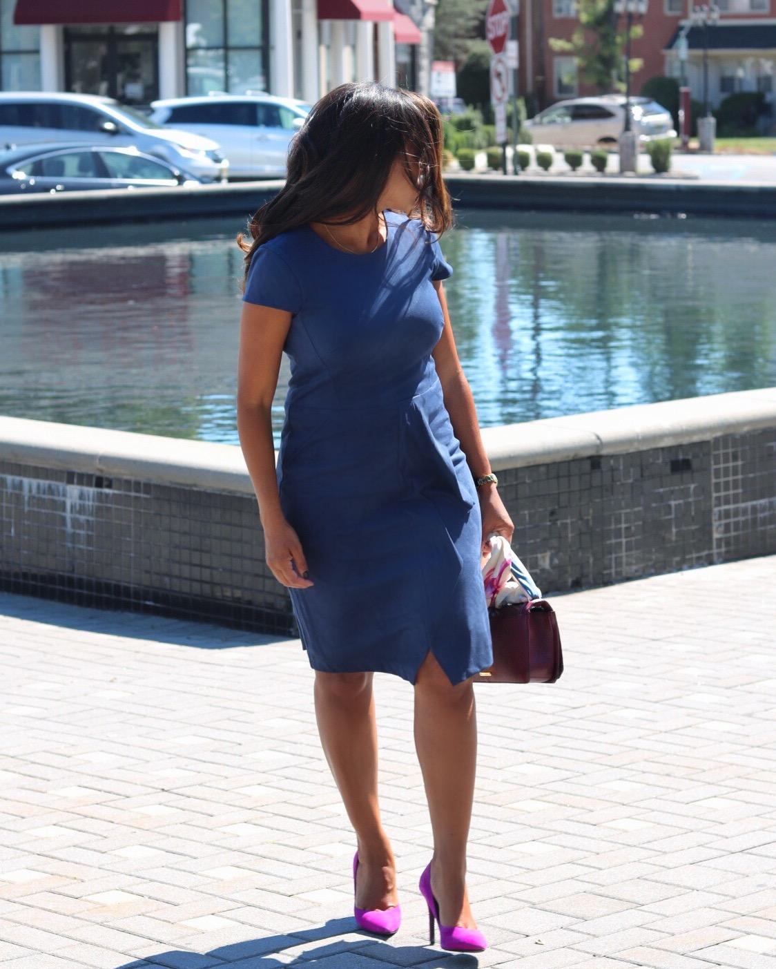 This Season's Gold // Blue Suede Dress