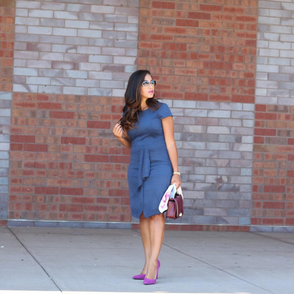 Navy blue suede store dress