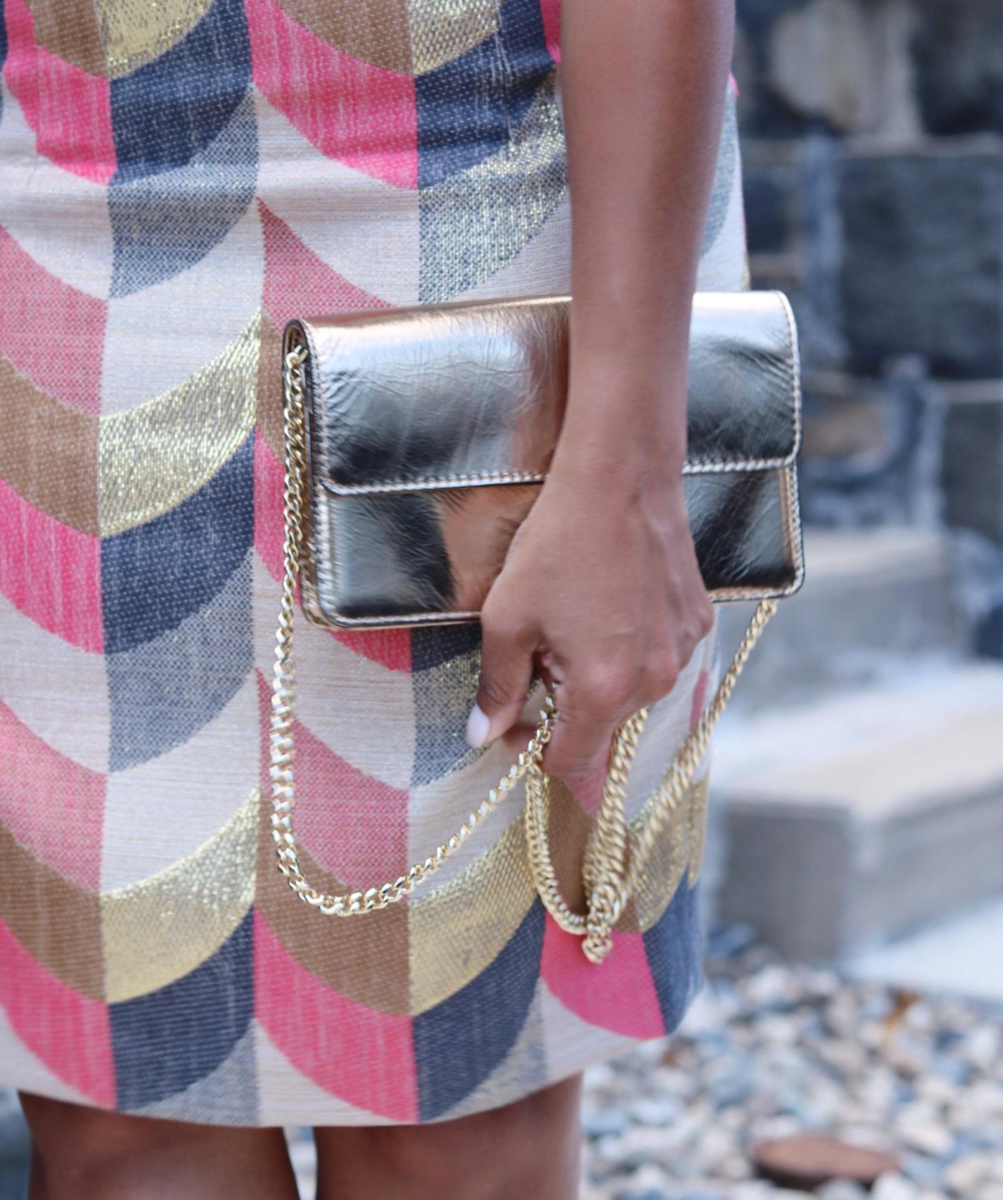 This Season's Gold // Gold clutch and chain bag