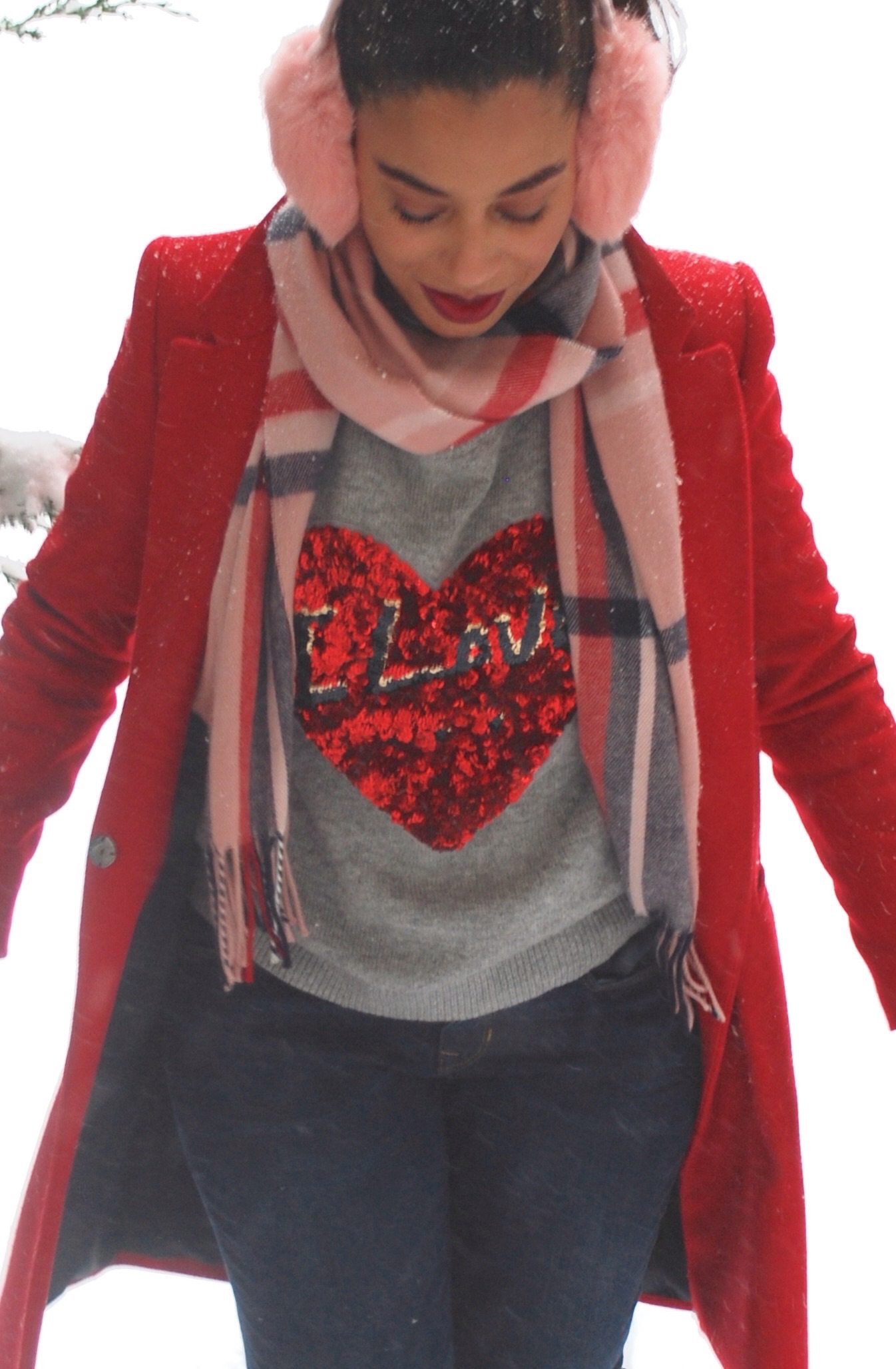 Red Heart Gray Sweatshirt