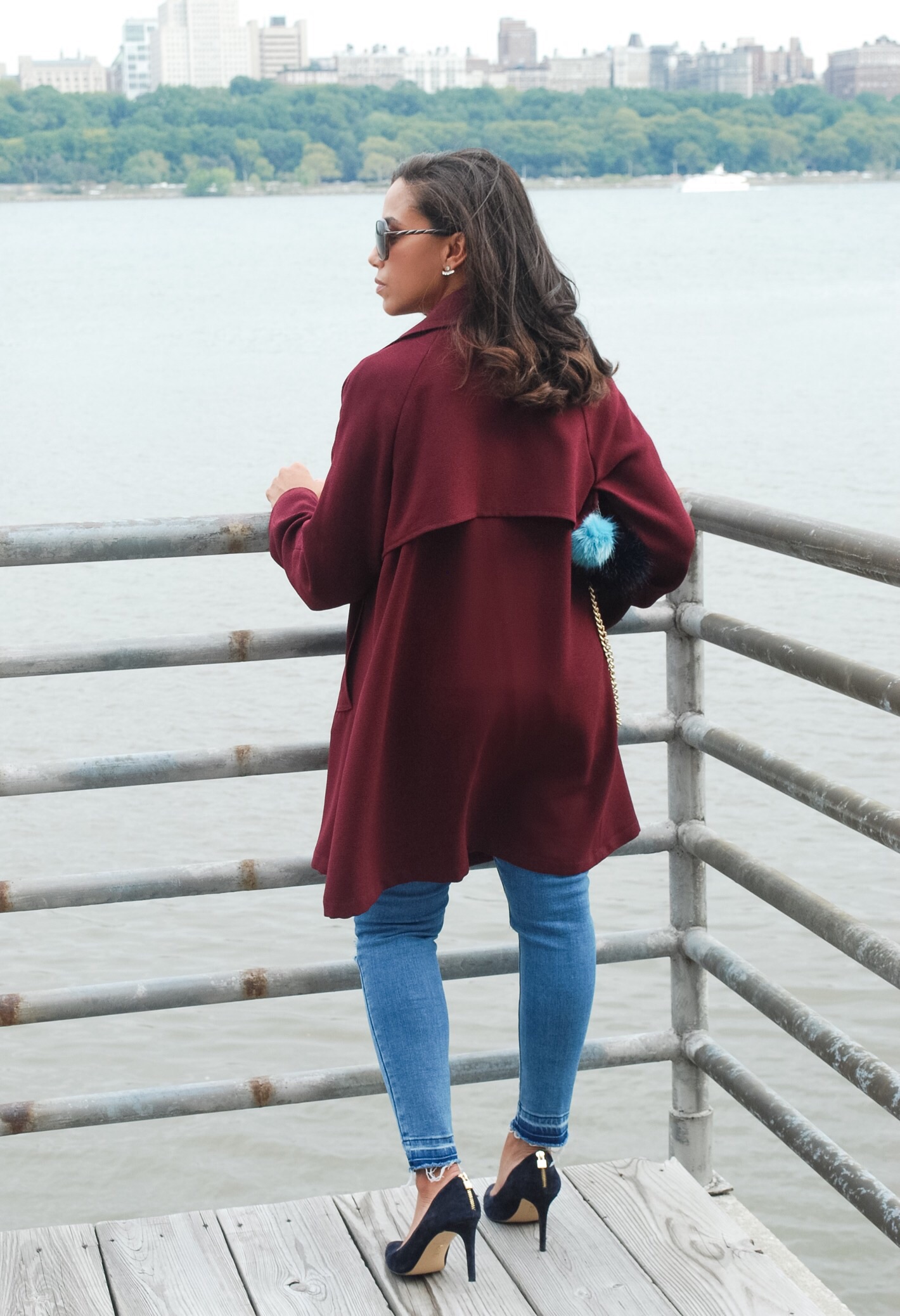 Burgundy and blue