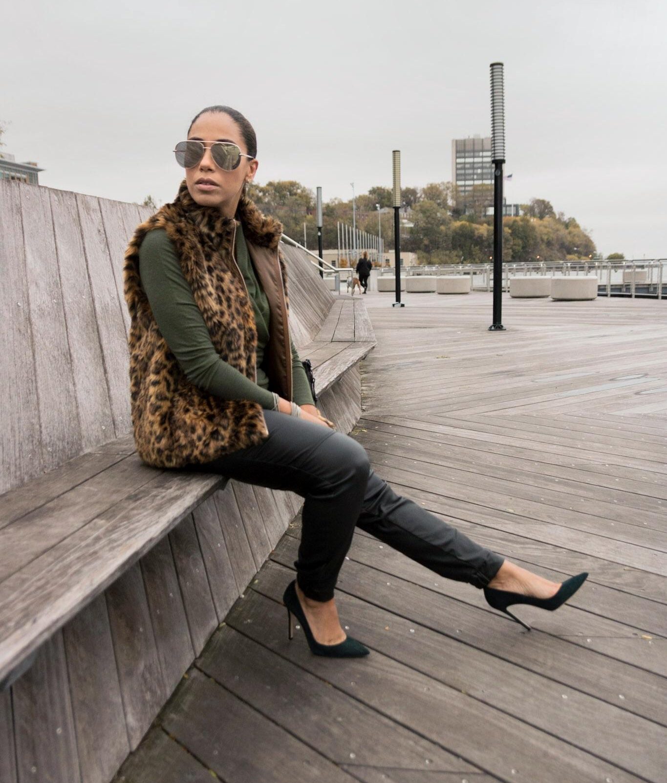 Holiday Weekend // Leopard Vest & Faux Leather Pant