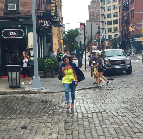 Yellow and Blue NYFW street style