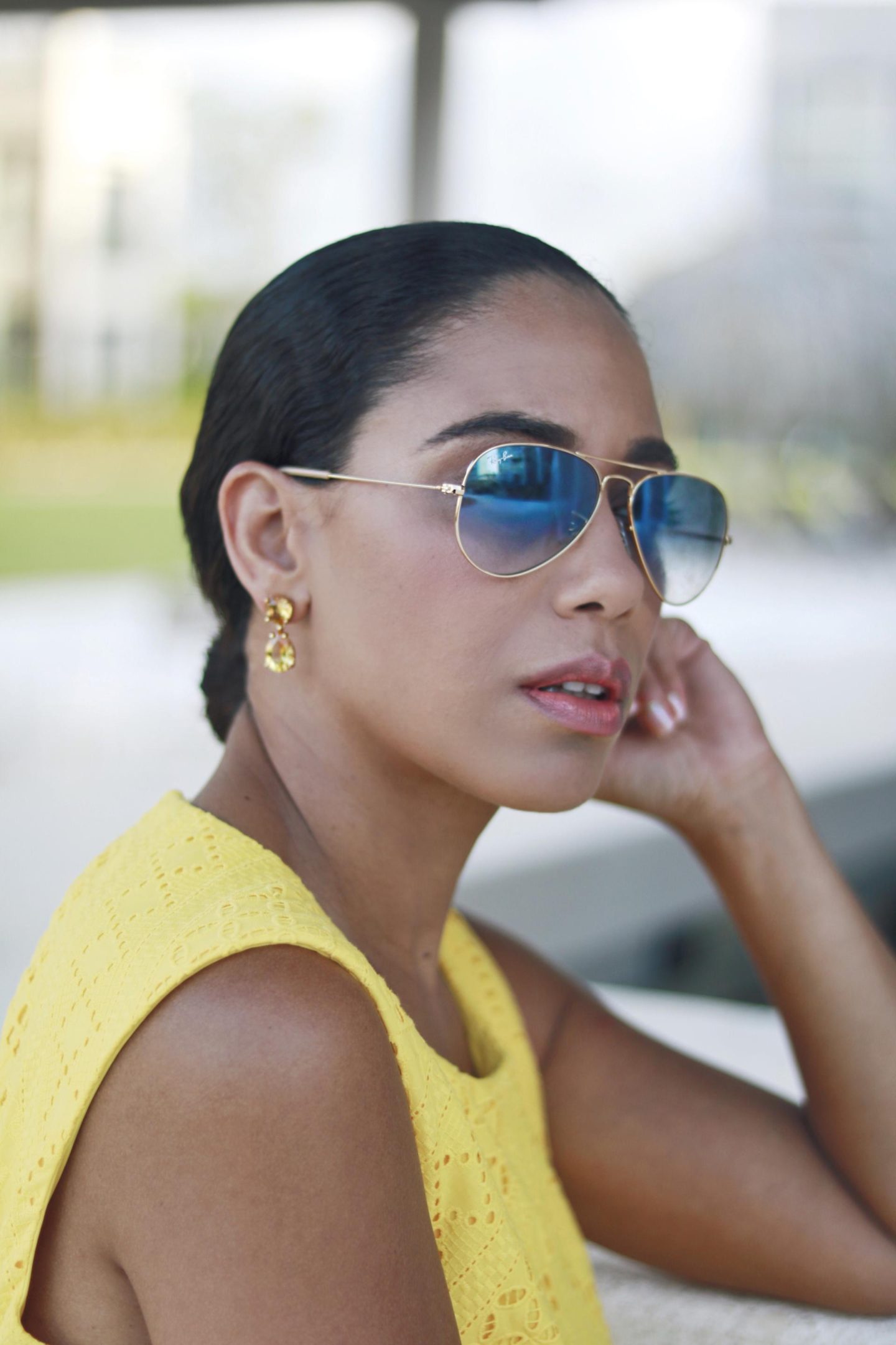 yellow eyelet dress