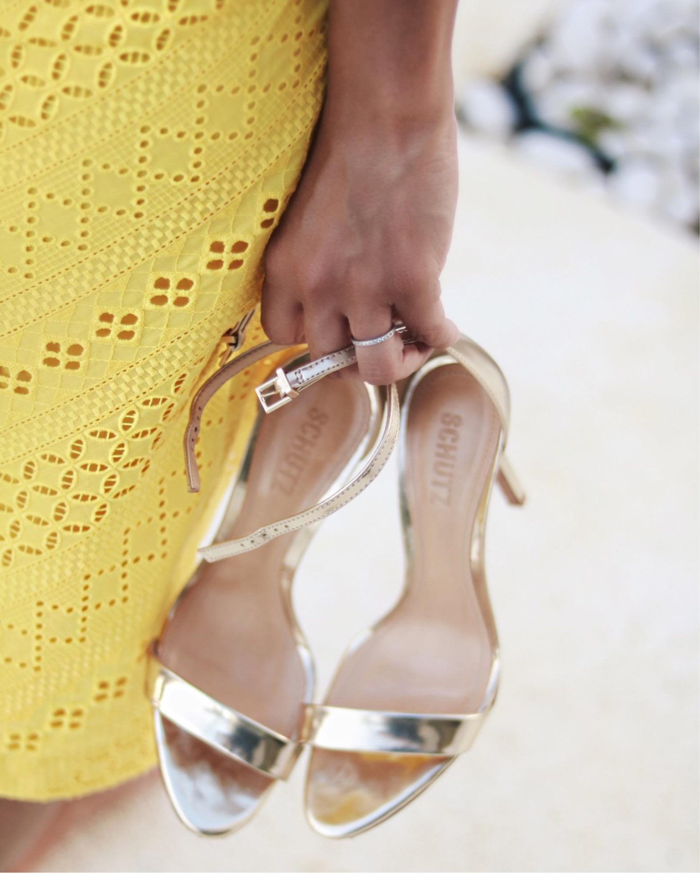 yellow eyelet dress